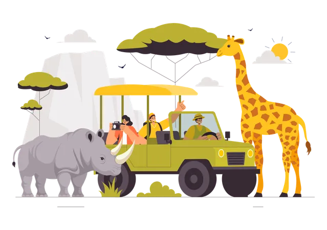 People taking photos in safari  Illustration