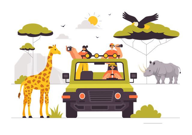 People taking photos in safari  Illustration