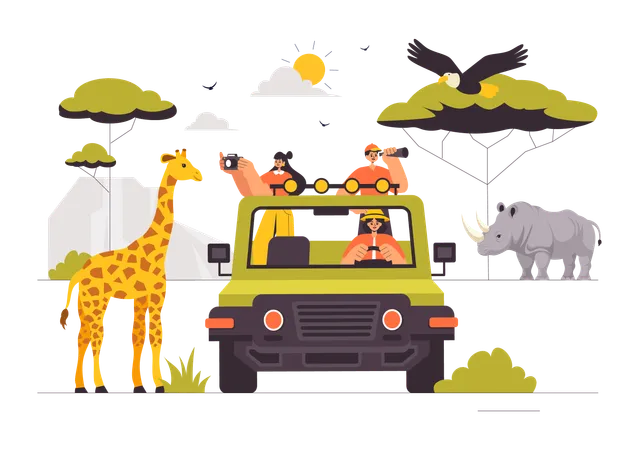 People taking photos in safari  Illustration