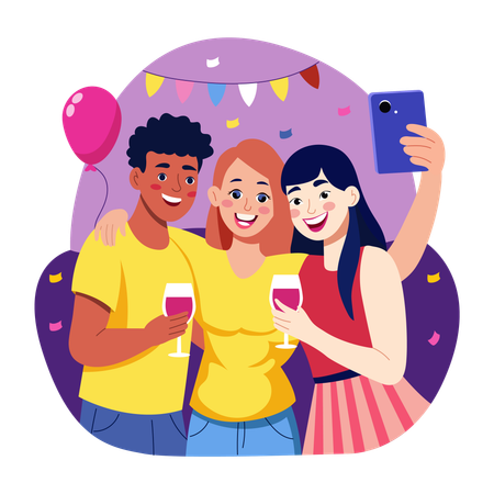 People taking pictures at party  Illustration