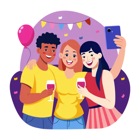 People taking pictures at party  Illustration