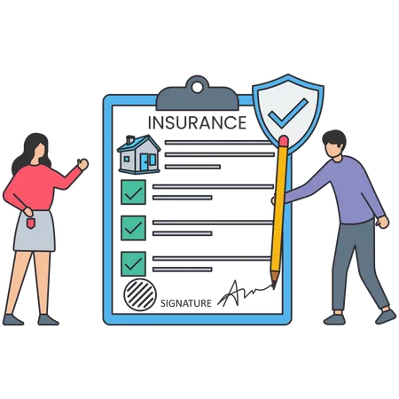 People taking property insurance  Illustration