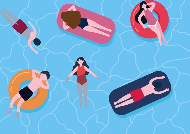 People taking sun bath  Illustration