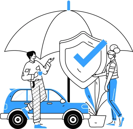 People taking vehicle insurance from companies  Illustration