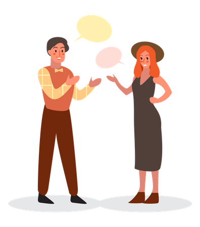 Man and woman talking Illustration