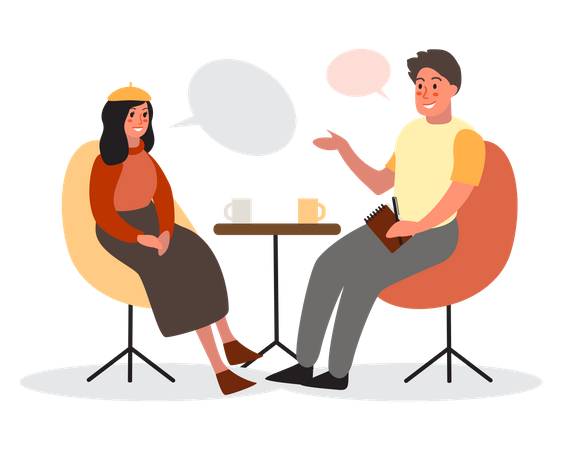 Best Premium People talk to each other Illustration download in PNG &  Vector format