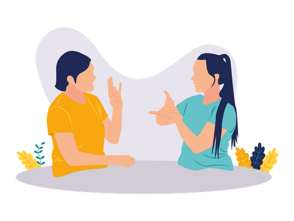 People talk with sign language  Illustration