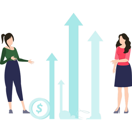 People talking about growth graph  Illustration