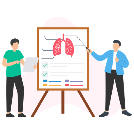 People talking about human lung report  Illustration