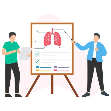 People talking about human lung report  Illustration