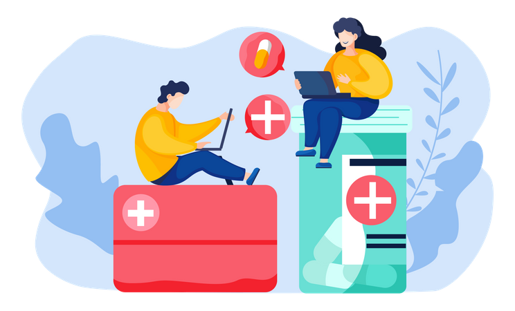 People talking about medicine and treatment  Illustration