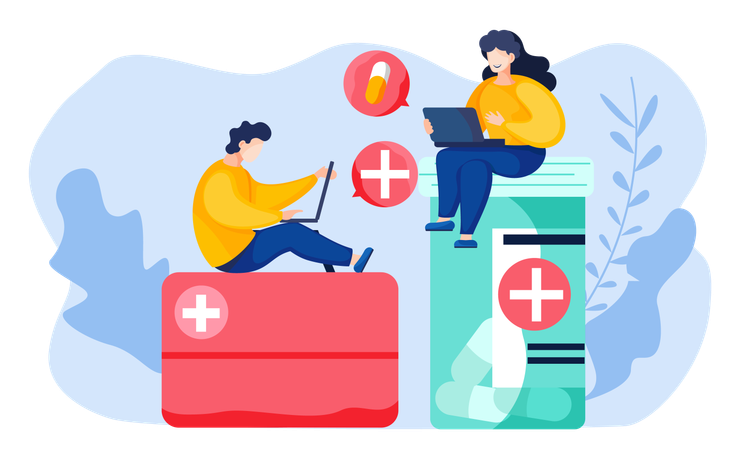 People talking about medicine and treatment  Illustration