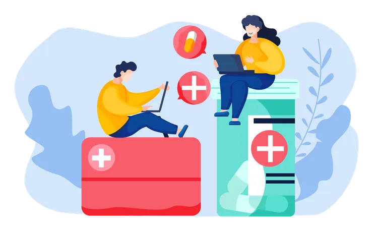 People talking about medicine and treatment  Illustration