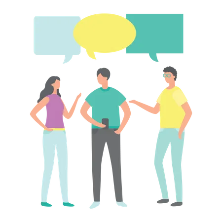 People Talking And Discussing Something Poster Vector Human With Smartphone In Hands And Thought Bubble Above Chatting And Discussion Of Problems Illustration