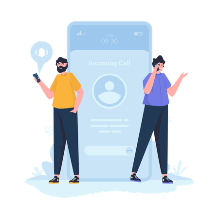 People talking on call  Illustration