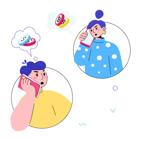 People talking on Phone for Trading  Illustration