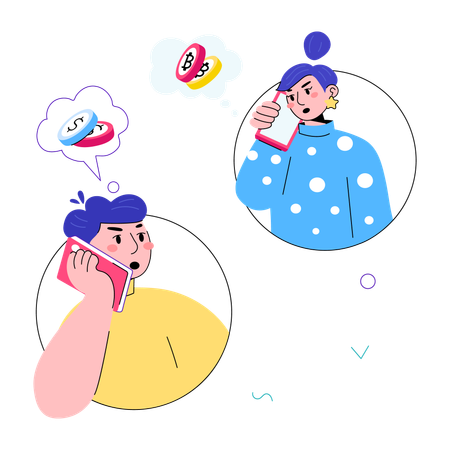 People talking on Phone for Trading  Illustration