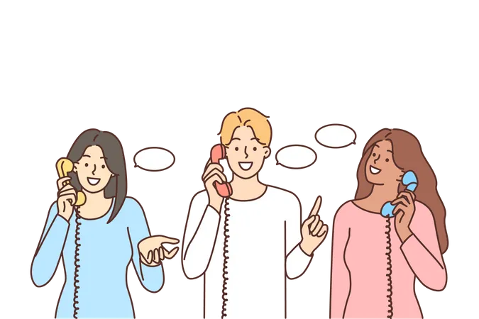 People talking on telephone  Illustration