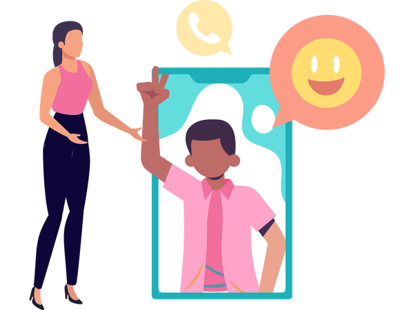 People talking on video call  Illustration