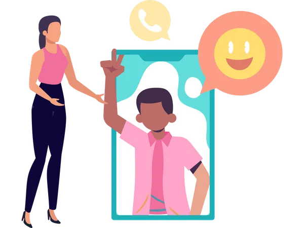 People talking on video call  Illustration