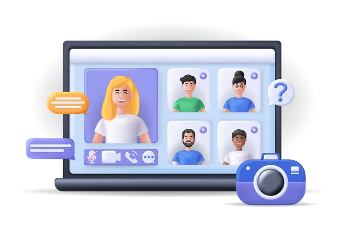 People talking on video call  Illustration