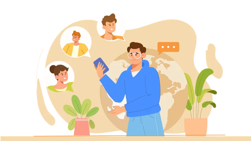 People talking on Video Call  Illustration