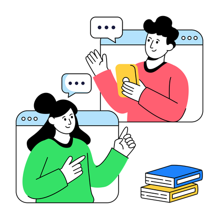 People Talking To Online Teacher  Illustration