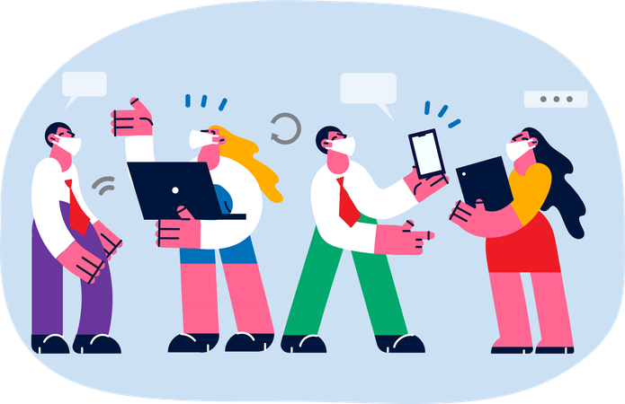 People talks online in pandemic situation  Illustration