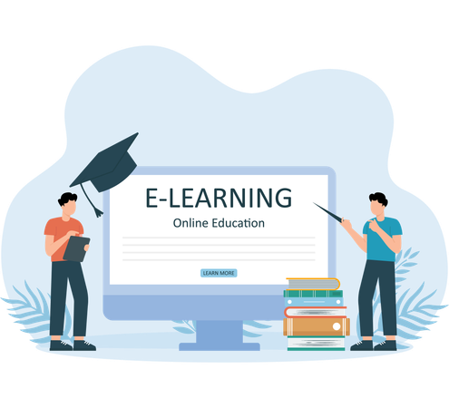 People telling about e learning  Illustration