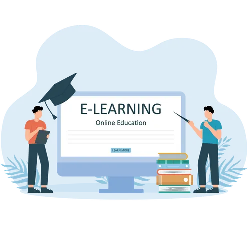 People telling about e learning  Illustration