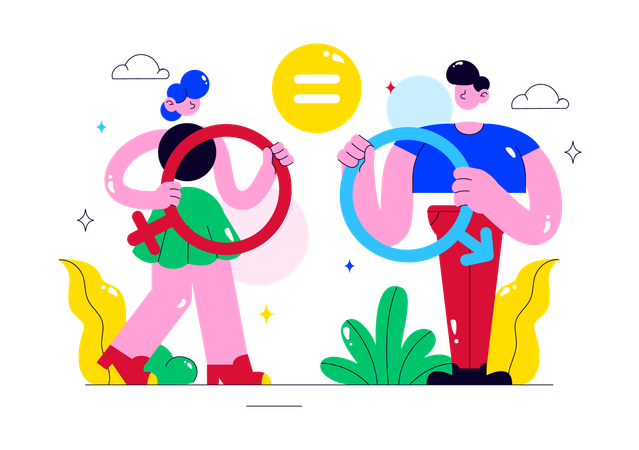 People telling about gender equality  Illustration