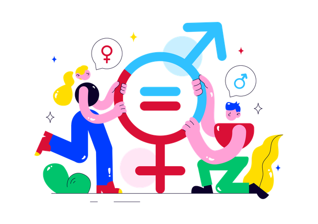People telling about gender equality  Illustration
