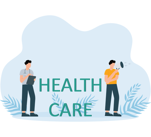 People telling about health care  Illustration