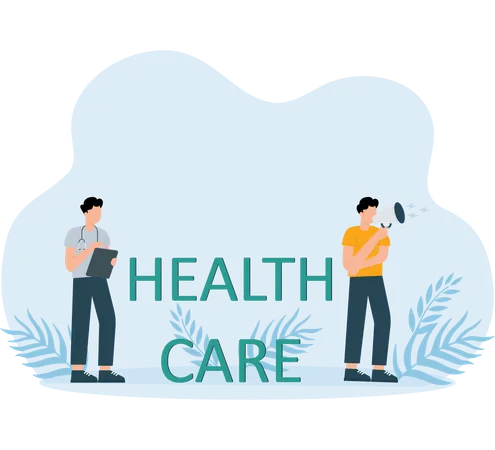 People telling about health care  Illustration