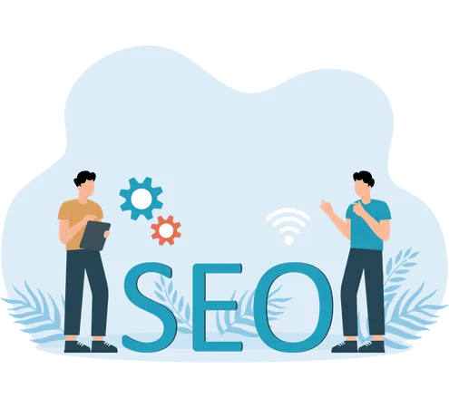 People telling about seo operation  Illustration