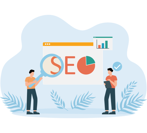 People telling about seo strategy  Illustration