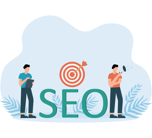 People telling about seo target  Illustration