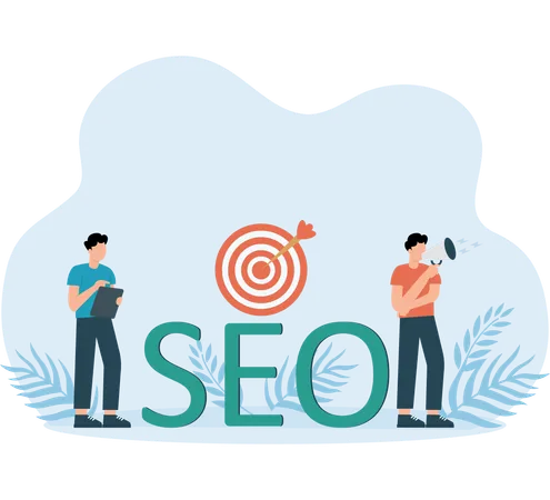 People telling about seo target  Illustration