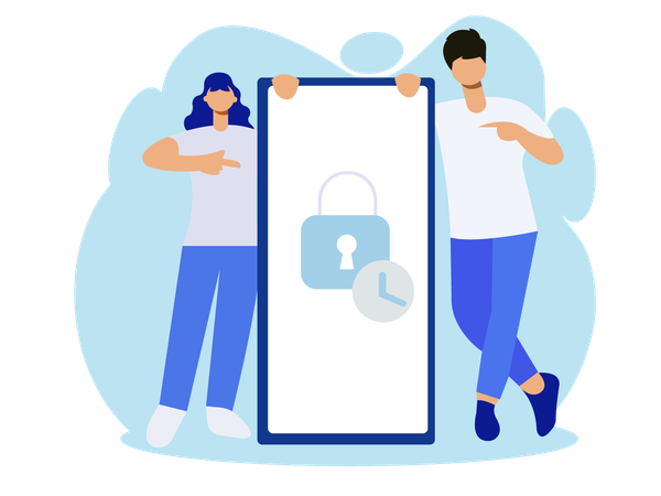 People telling about smart phone lock  Illustration