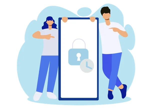 People telling about smart phone lock  Illustration