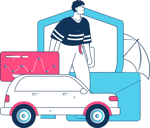 People telling about vehicle protection  Illustration