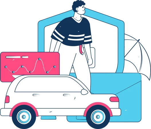 People telling about vehicle protection  Illustration