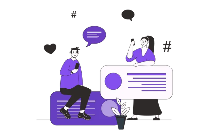 Forum Web Concept With Character Scene In Flat Design People Texting Online Leave Messages In Chat Have Conversation In Internet Community Vector Illustration For Social Media Marketing Material Illustration