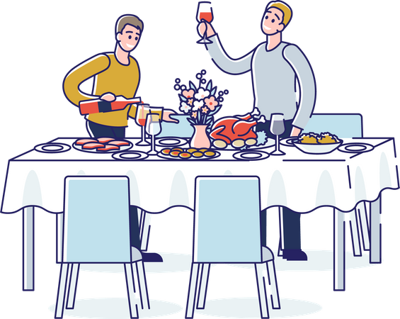 People toasting during holiday event or corporate banquet Illustration