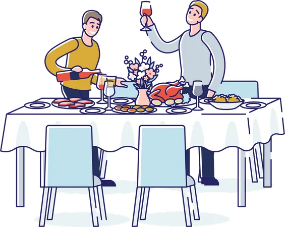 People toasting during holiday event or corporate banquet  Illustration