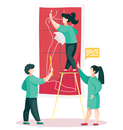People trace dress outline  Illustration
