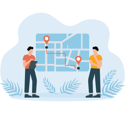 People tracking delivery location  Illustration