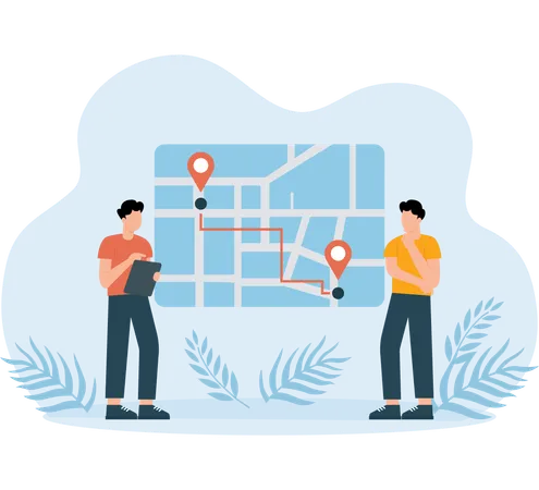 People tracking delivery location  Illustration