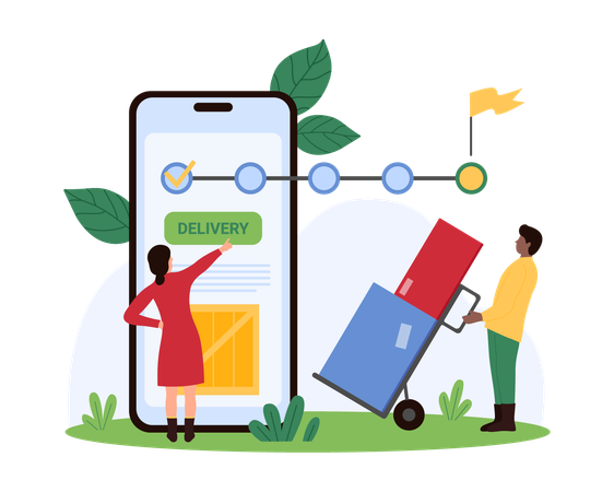 People tracking delivery order timeline  Illustration