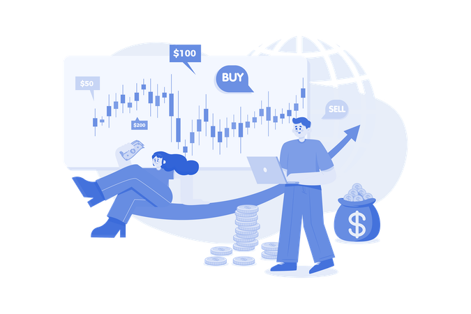 People Trading At Stock Market  Illustration